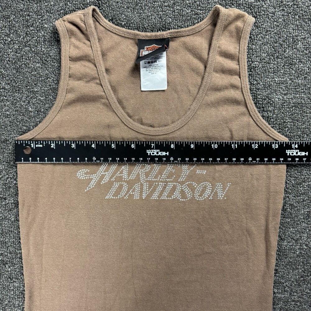 Harley Davidson Women's Brown Bedazzled Rhinestone Tank Top Size Medium Y2K - Picture 6 of 12